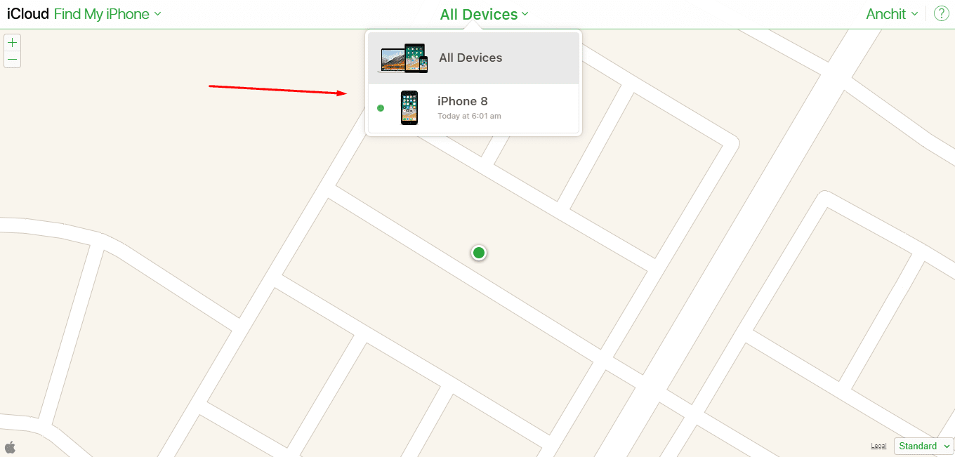 Опции управления устройством в Find My