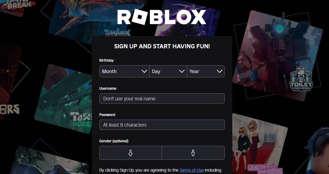 Интерфейс веб-версии Roblox с меню настроек