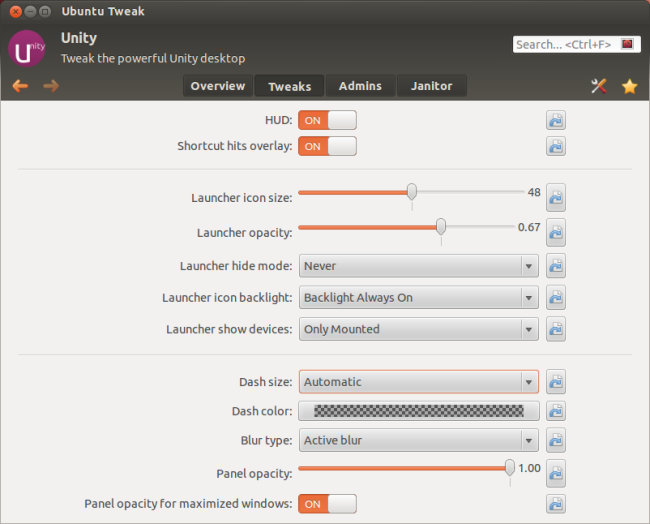 Параметры Unity: HUD, поведение ланчера и пр.