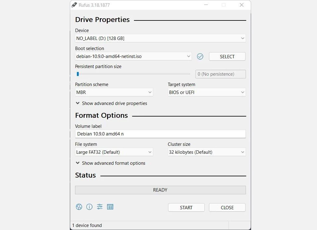 rufus booting debian iso