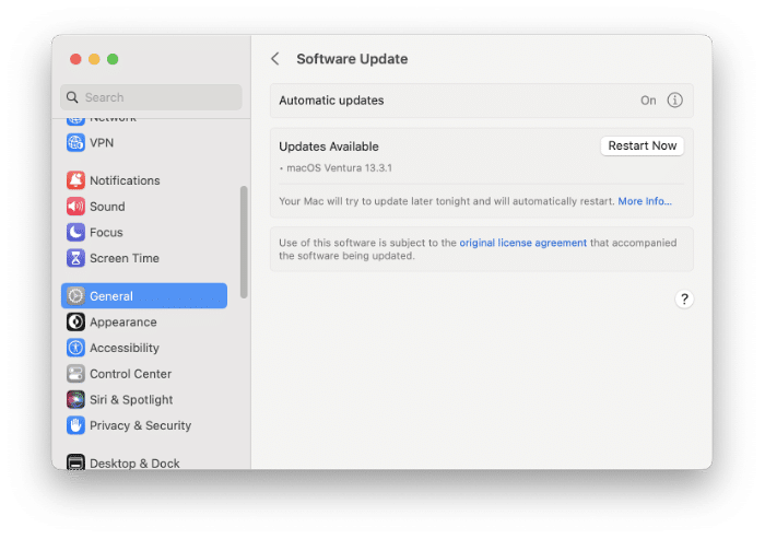 Vérifier les mises à jour macOS et Safari