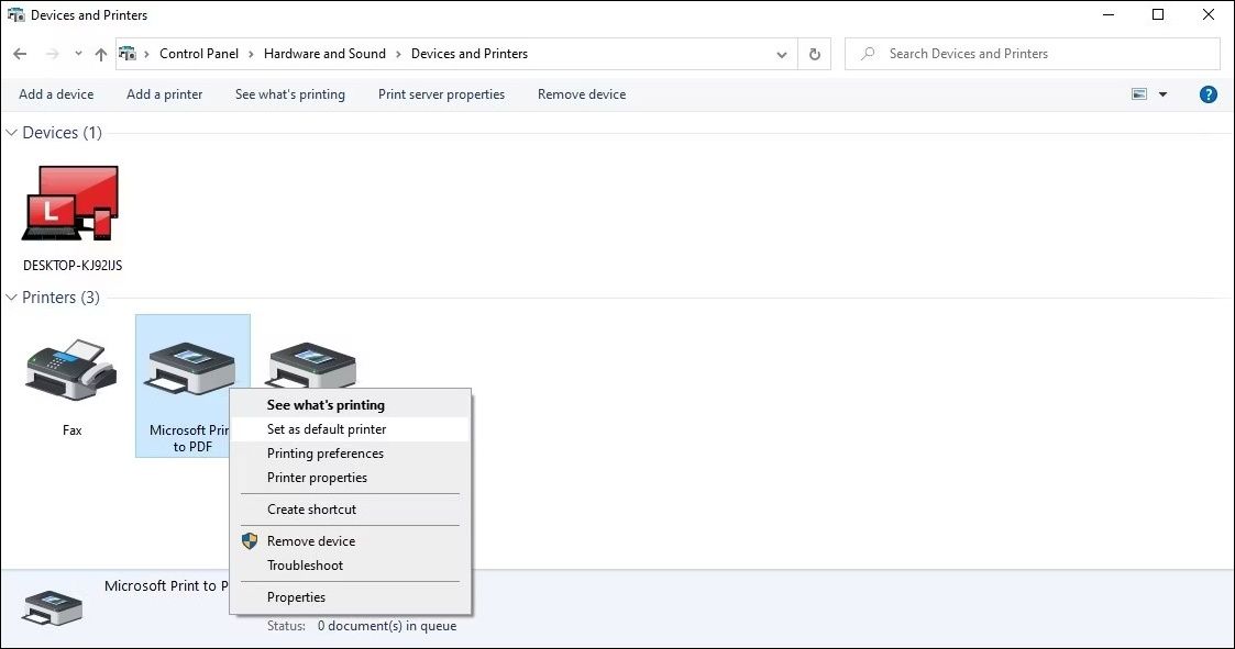 Удаление принтера в Windows