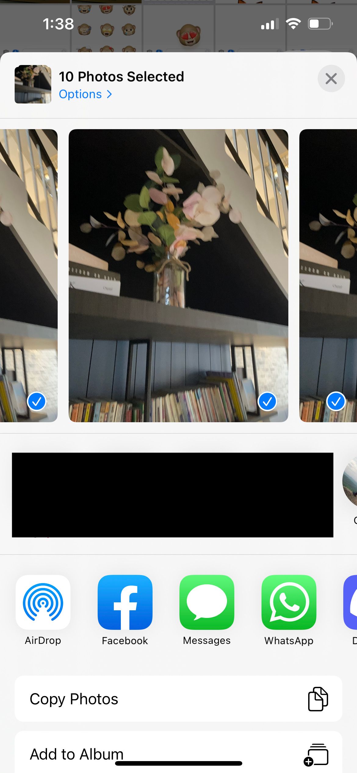 share selected burst photos on iphone