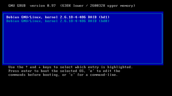 Настройка /dev/sda и GRUB для RAID1