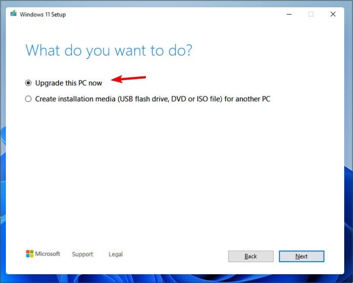 Инструмент создания носителя — опция Обновить этот компьютер сейчас