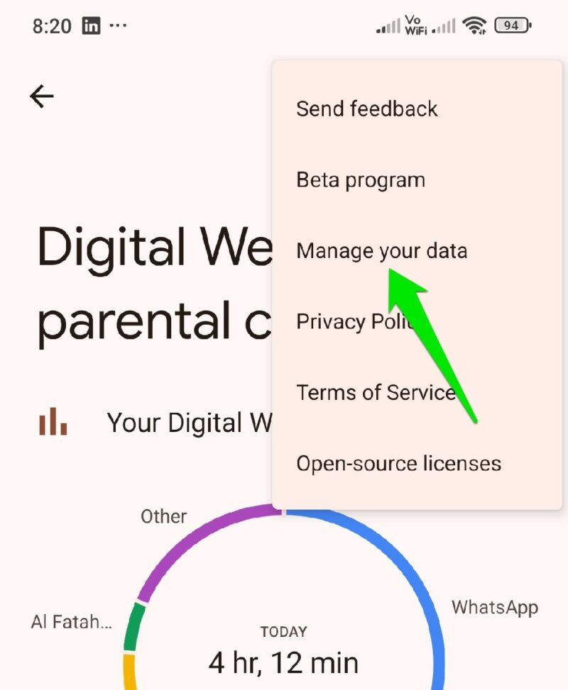 Меню Digital Wellbeing в Android