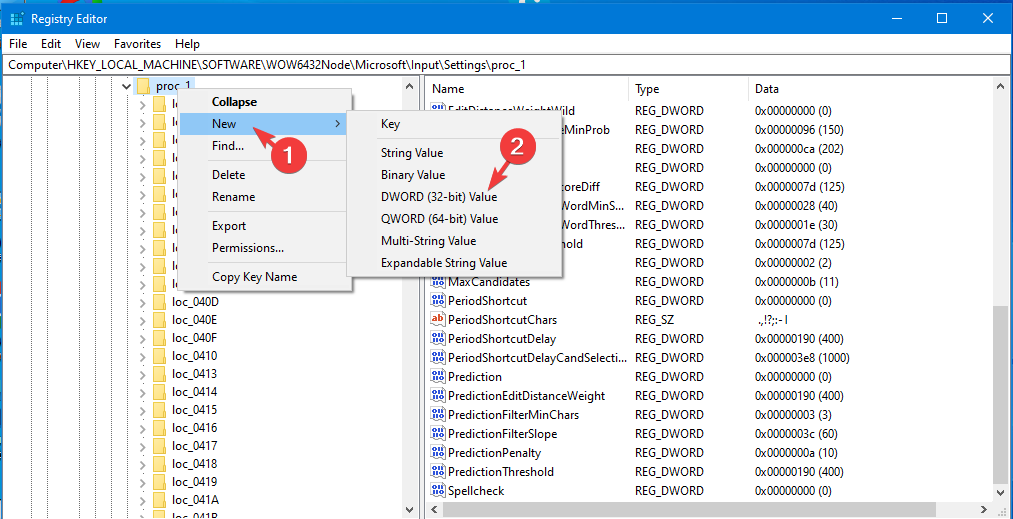 Создание нового DWORD в редакторе реестра