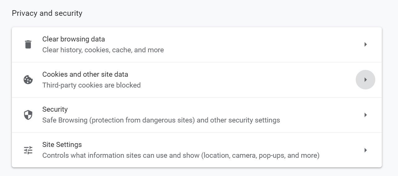 Настройки конфиденциальности и безопасности в Chrome