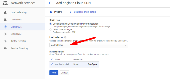 Включение Cloud CDN для бэкенда