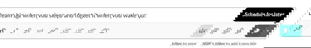 Выбор варианта Schedule For Later на веб-платформе Slack