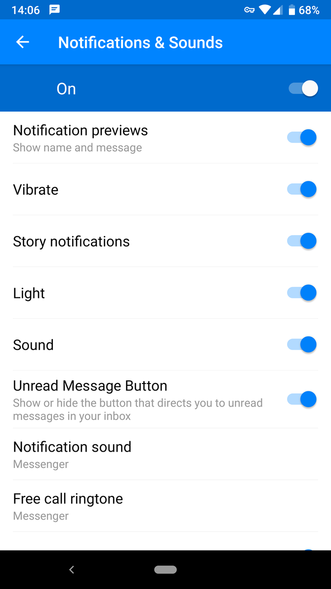 варианты уведомлений Facebook Messenger