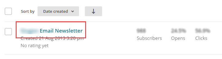 Скриншот: выбор списка в MailChimp