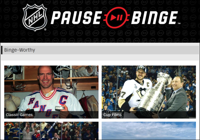 Подборки NHL Pause Binge: классические матчи и документалистика