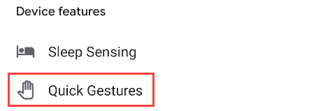 пункт меню Quick Gestures в настройках устройства