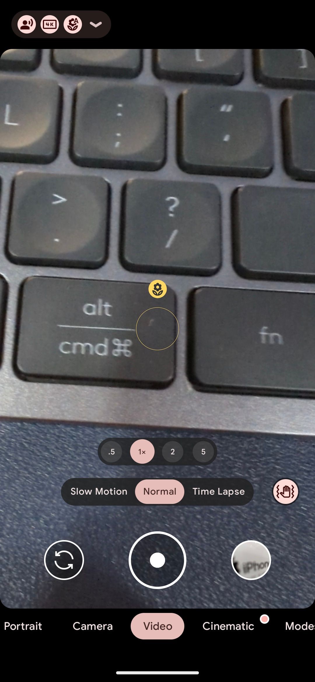 Google Pixel 7 Pro Macro Video mode enabled