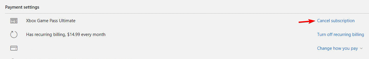 Скриншот страницы управления подписками в Microsoft