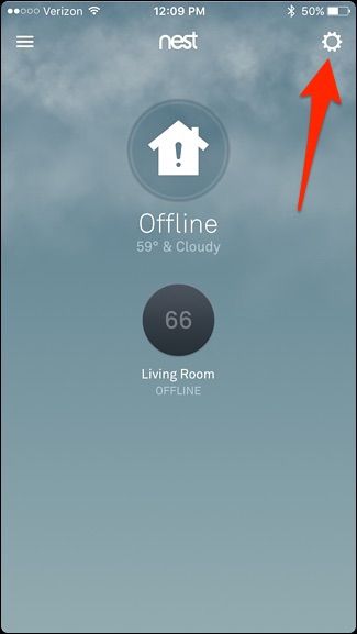 Настройки приложения Nest
