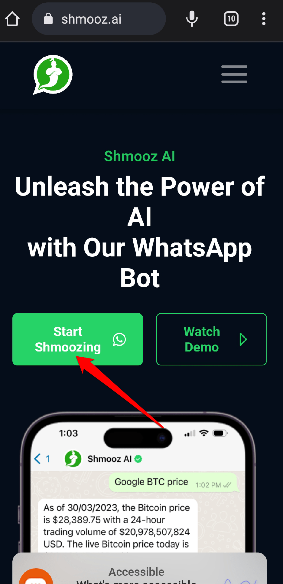 Нажмите Start Snoozing на главной странице.
