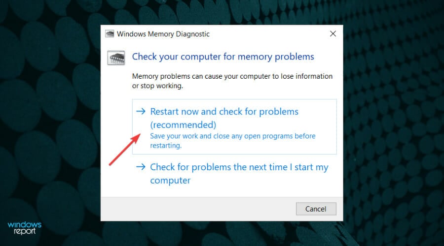 Параметры Windows Memory Diagnostic