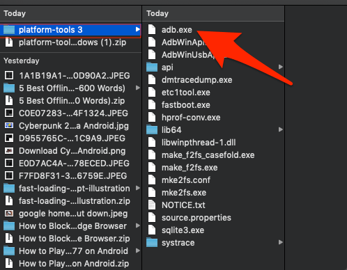 Папка platform-tools с adb