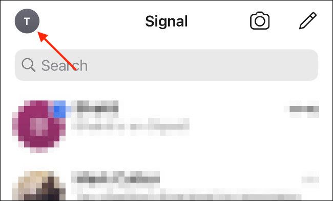 Вкладка профиля Signal с иконкой пользователя