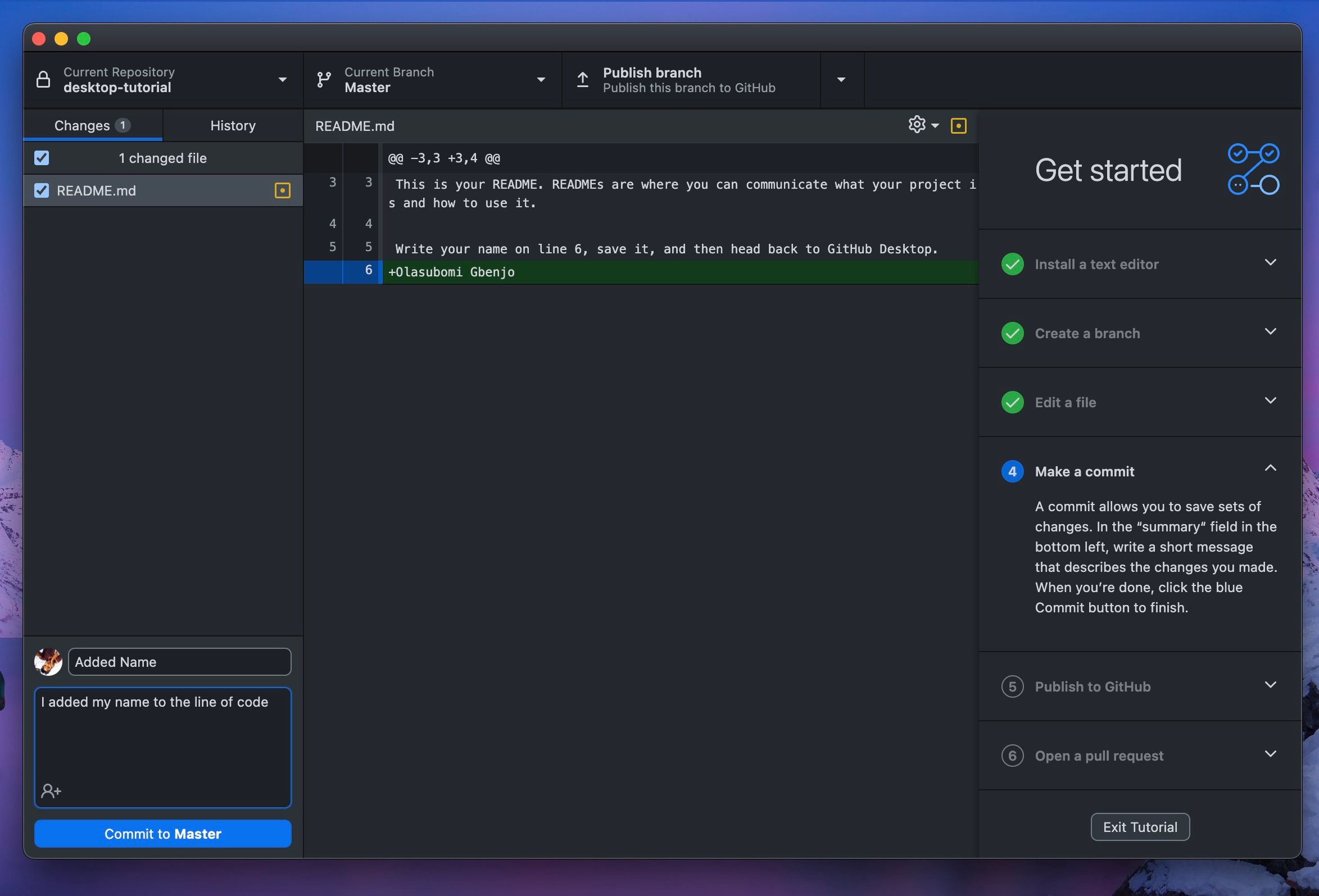 Making commit changes
