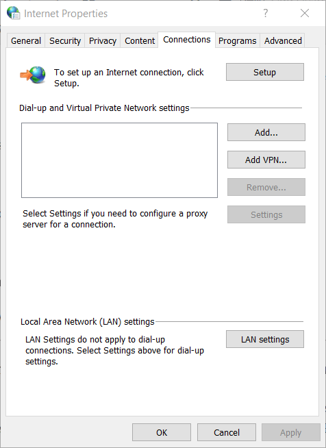 Окно свойств интернета с параметрами прокси для исправления M7353-5101