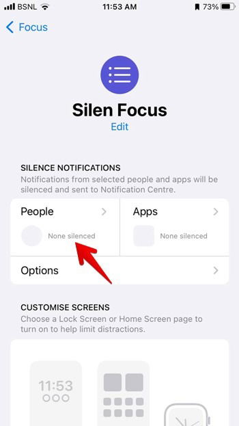 Раздел 'Люди' в настройках режима Фокус