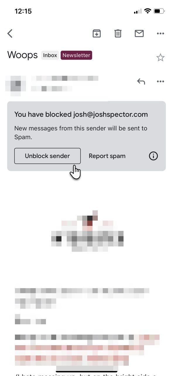 Разблокировка контактов в мобильном приложении Gmail: подтверждение