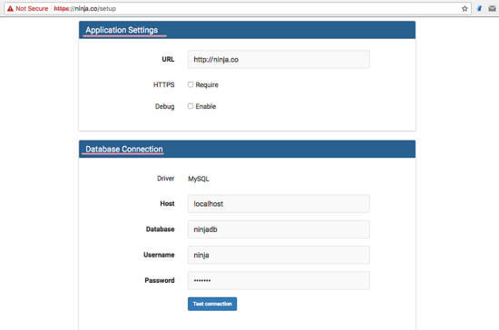 Установка Invoice Ninja