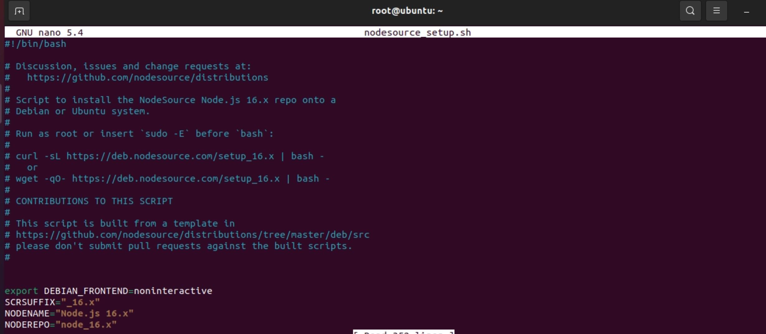 Просмотр скрипта в Nano