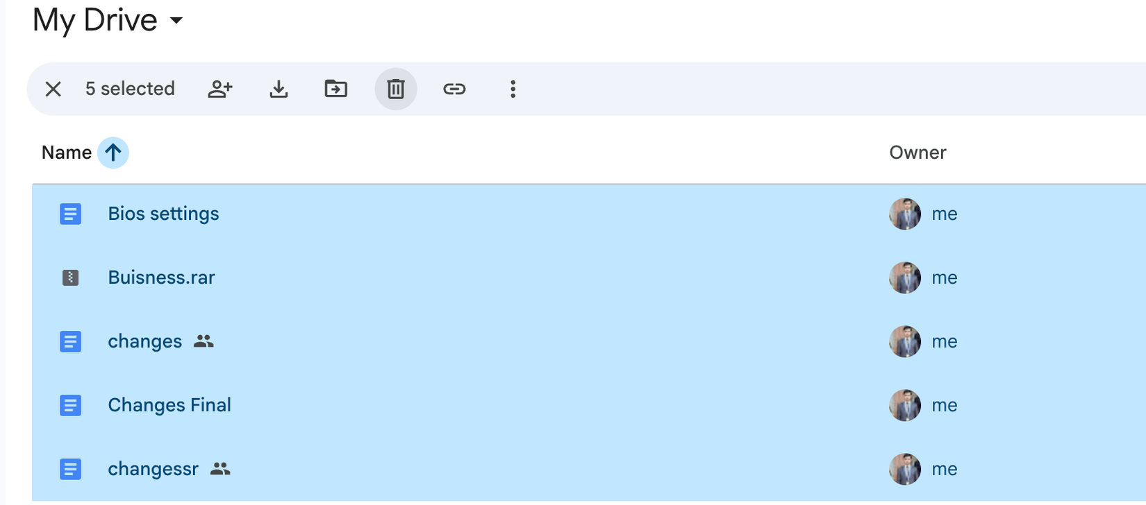 Удаление ненужных файлов из Google Drive.