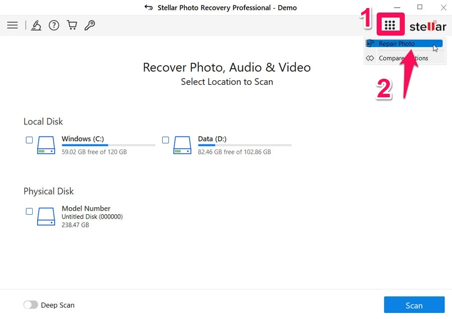 Кнопка с шестью точками в интерфейсе Stellar