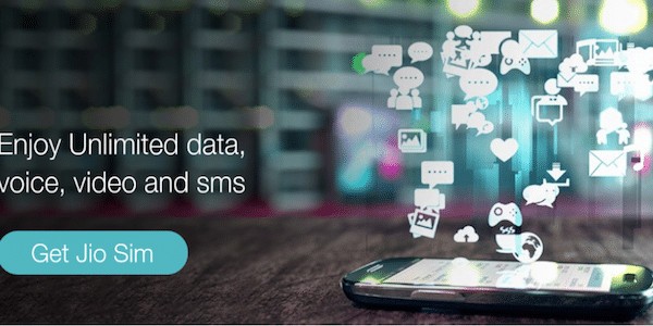 Интерфейс MyJio и кнопка получения SIM