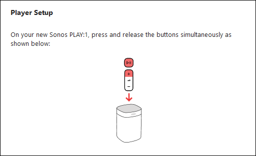 Кнопки на динамике Sonos для инициализации настройки