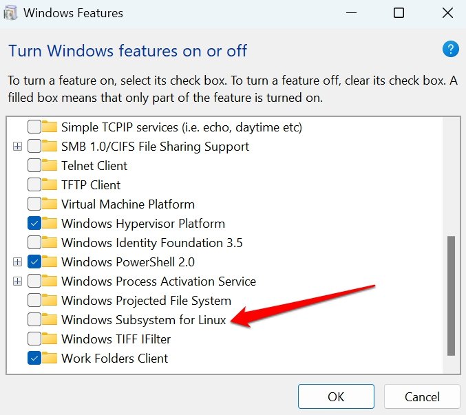 Отключение подсистемы WSL в Windows 11