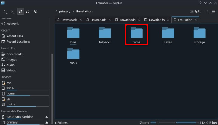 Откройте папку Roms в каталоге Emulation