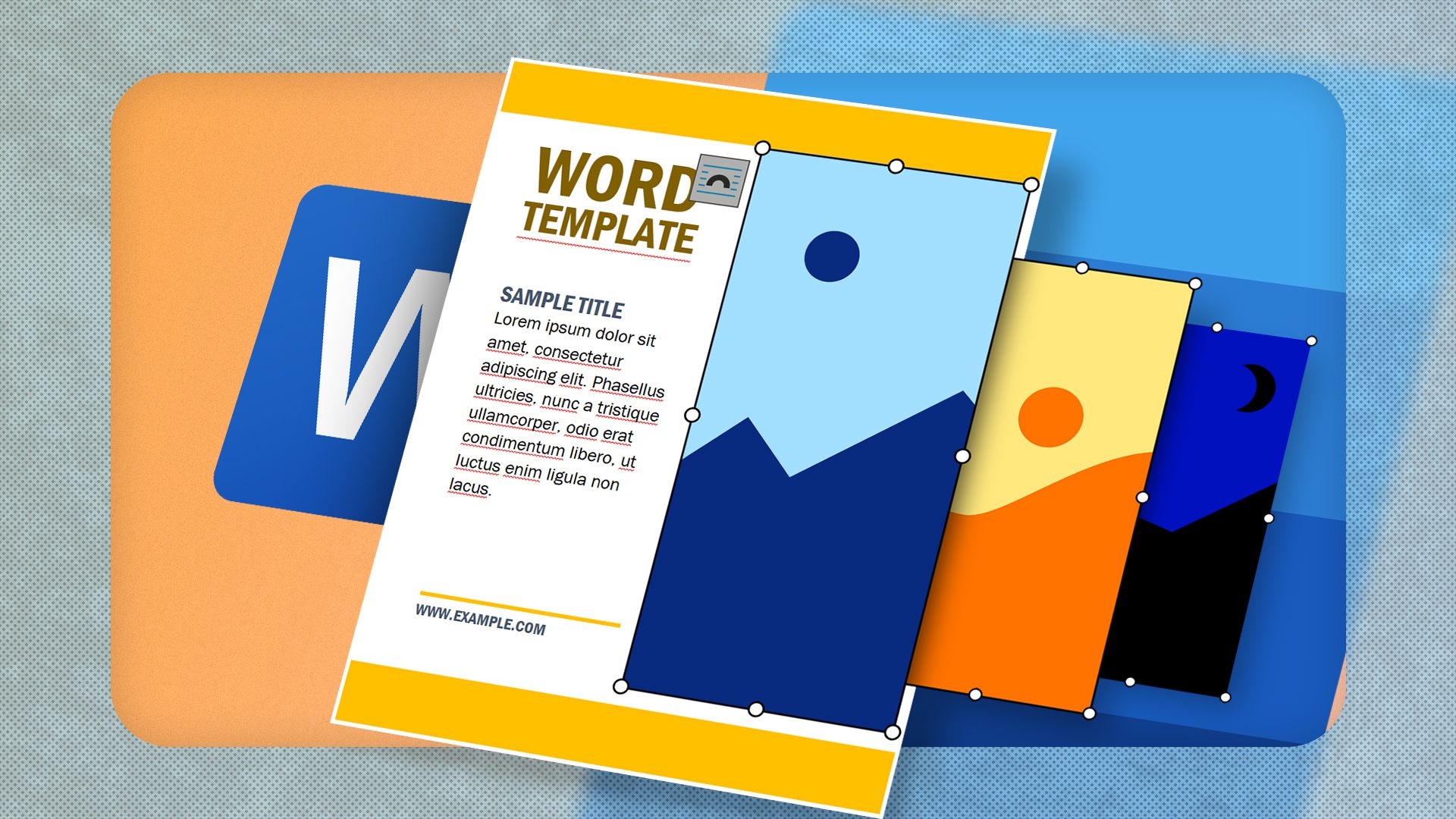 Шаблон Word с выделенным изображением, выбранным для замены.