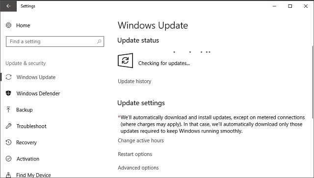 Раздел «Проверить наличие обновлений» в Windows