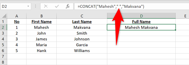 Добавление пробела между значениями в CONCAT.