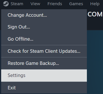 Настройки Steam в Windows 10.