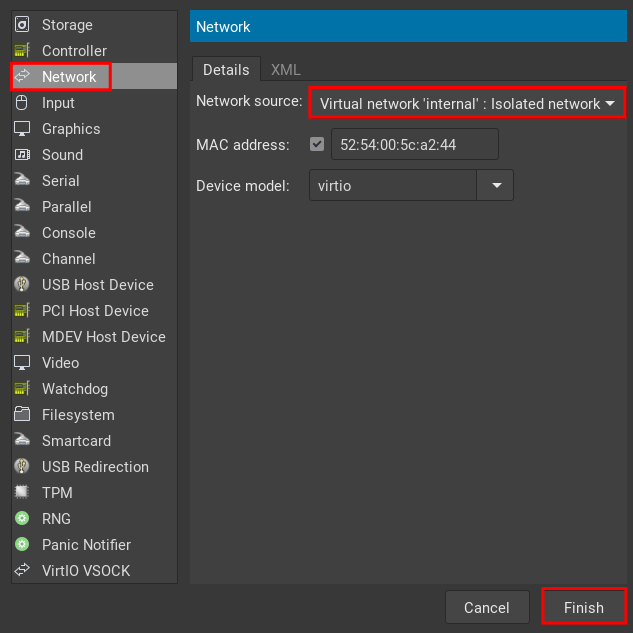 Добавление второго сетевого интерфейса к VM vyOS