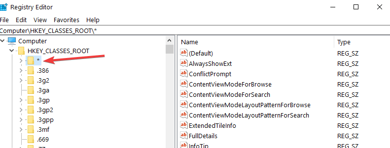 Папка Shellex в Редакторе реестра