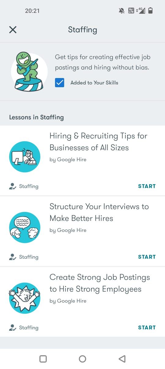 Список доступных курсов в Google Primer