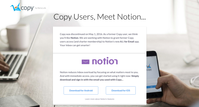 Скриншот сервиса Copy — пример облачной зависимости