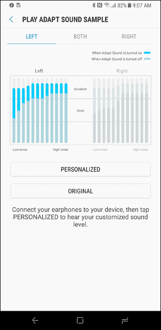 Сравнение персонализированного и исходного звука, визуализация настроек