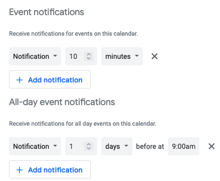 Уведомления Google Календаря