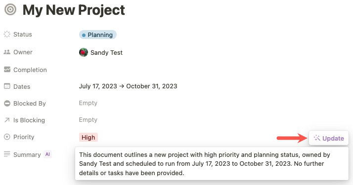 AI-сгенерированное резюме проекта