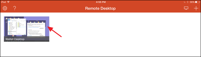 Список подключений в приложении Remote Desktop