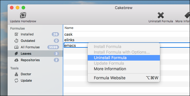 Подтверждение удаления формулы в Cakebrew с возможностью отмены
